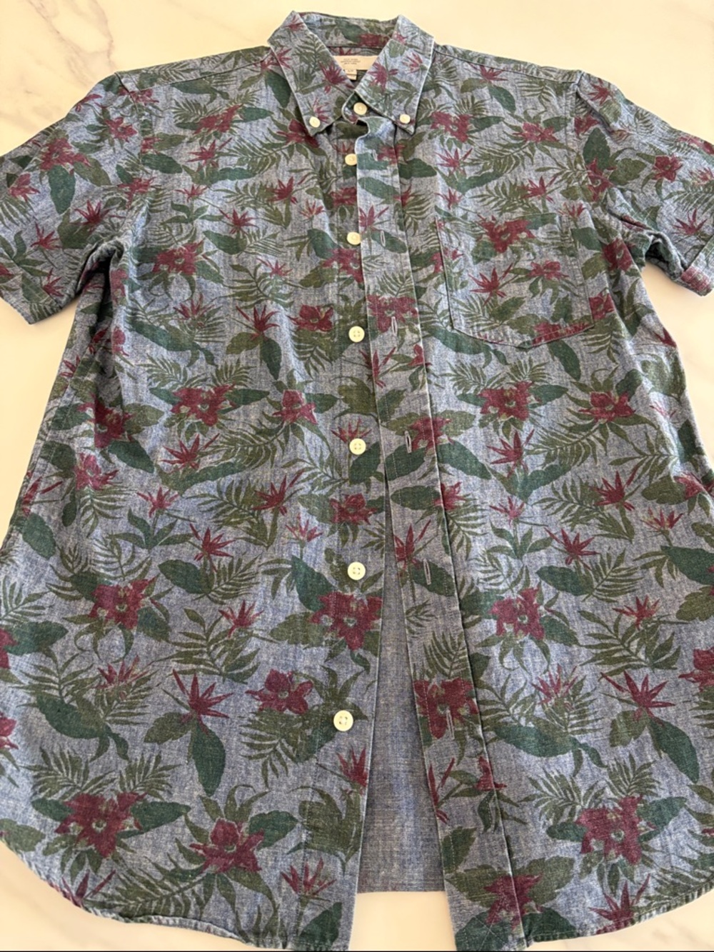 Jack Spade Blue Floral Short Sleeve Button-Down men’s small